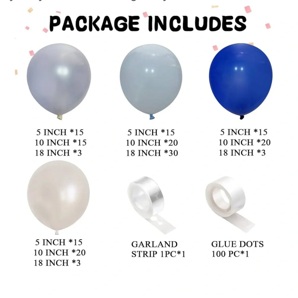 Birthday Blue Balloon Garland Arch Kit with Double Stuffed Party Decoration